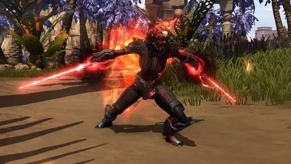 Кадр с взаимодействием персонажа и объекта в STAR WARS  The Old Republic