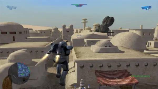 Кадр с взаимодействием персонажа и объекта в STAR WARS Battlefront (Classic, 2004)