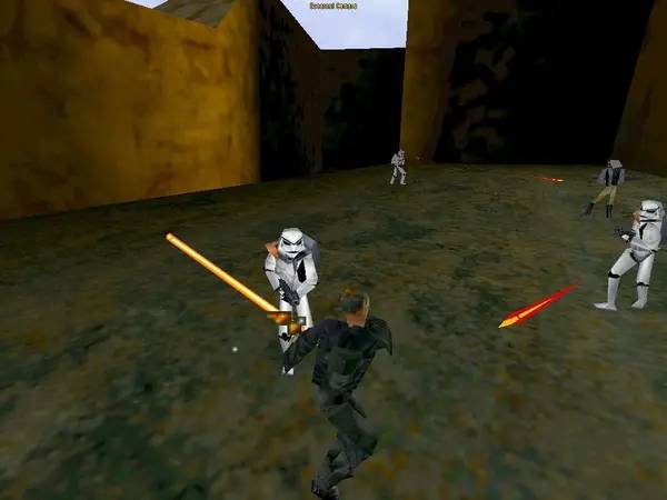 Кадр с взаимодействием персонажа и объекта в STAR WARS Jedi Knight - Mysteries of the Sith