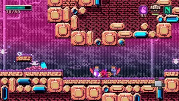 Кадр с взаимодействием персонажа и объекта в Stardust Demon