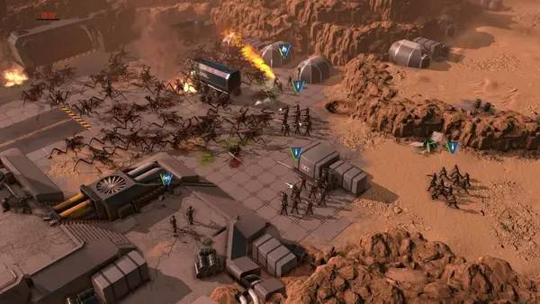Кадр с взаимодействием персонажа и объекта в Starship Troopers - Terran Command
