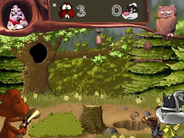 Кадр с взаимодействием персонажа и объекта в Stinky and Beaver At The Wood Games