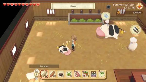 Кадр с взаимодействием персонажа и объекта в STORY OF SEASONS  Pioneers of Olive Town