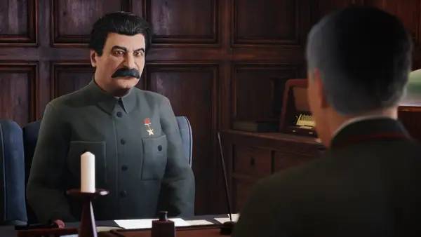 Кадр с взаимодействием персонажа и объекта в Strategic Mind  Spectre of Communism