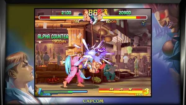 Кадр с взаимодействием персонажа и объекта в Street Fighter 30th Anniversary Collection