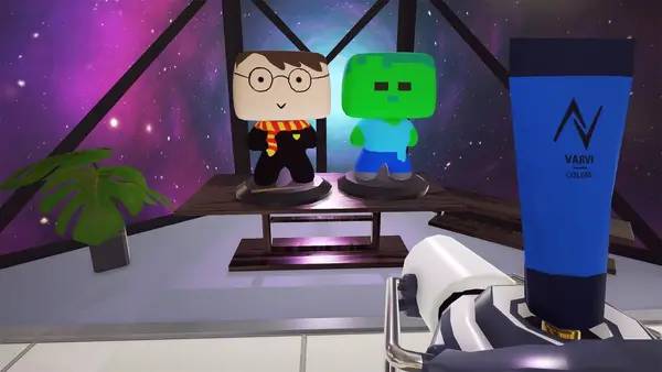 Кадр с взаимодействием персонажа и объекта в SuchArt  Genius Artist Simulator