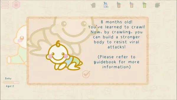 Кадр с взаимодействием персонажа и объекта в Survive till 100 years old