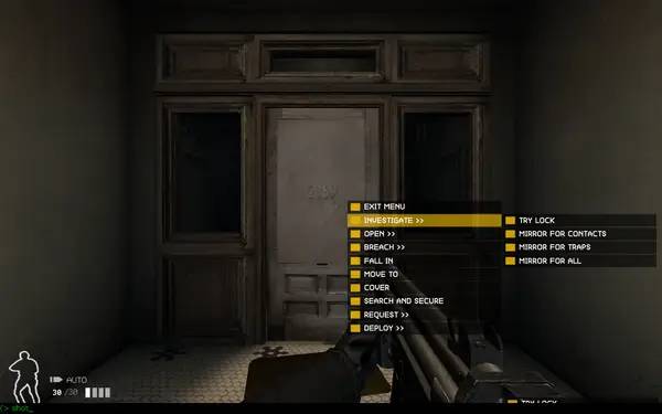 Кадр с взаимодействием персонажа и объекта в SWAT 4 Elite Force