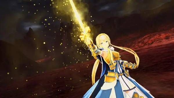 Кадр с взаимодействием персонажа и объекта в SWORD ART ONLINE Last Recollection
