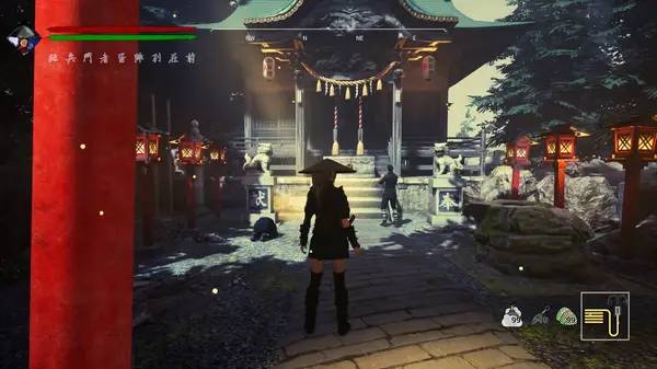 Кадр с взаимодействием персонажа и объекта в Tale of Ninja  Fall of the Miyoshi