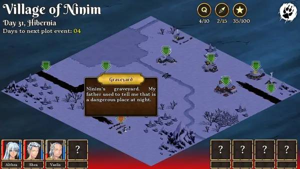 Кадр с взаимодействием персонажа и объекта в Tales of Aravorn  Seasons Of The Wolf