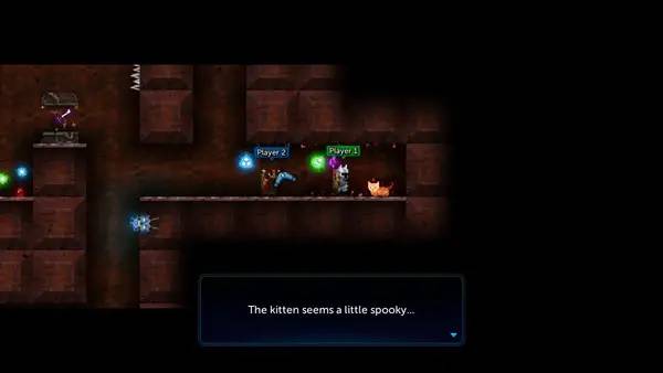 Кадр с взаимодействием персонажа и объекта в Tallowmere 2  Curse of the Kittens