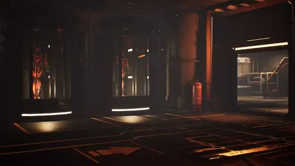 Кадр с взаимодействием персонажа и объекта в TARTARUS