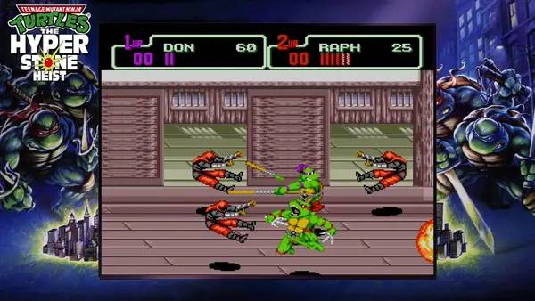 Кадр с взаимодействием персонажа и объекта в Teenage Mutant Ninja Turtles  The Cowabunga Collection