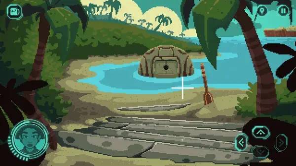 Кадр с взаимодействием персонажа и объекта в The Abandoned Planet