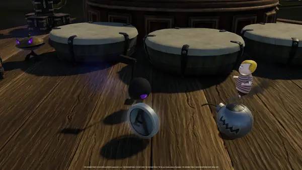 Кадр с взаимодействием персонажа и объекта в The Addams Family Mansion Mayhem