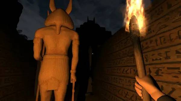 Кадр с взаимодействием персонажа и объекта в The Ancient Labyrinth