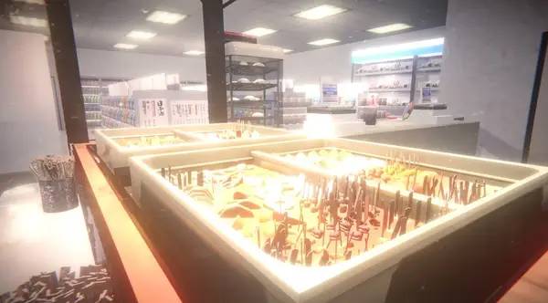 Кадр с взаимодействием персонажа и объекта в The Convenience Store