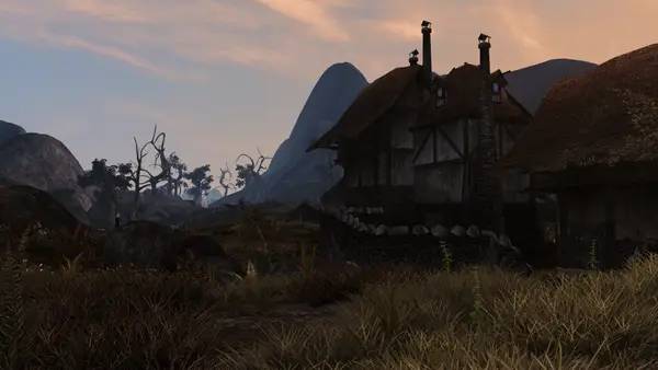 Кадр с взаимодействием персонажа и объекта в The Elder Scrolls 3  Morrowind Fullrest