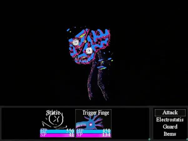 Кадр с взаимодействием персонажа и объекта в The Endless Empty