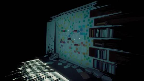 Кадр с взаимодействием персонажа и объекта в The Gap