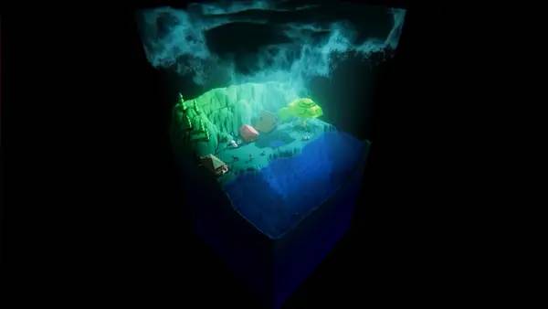 Кадр с взаимодействием персонажа и объекта в The God