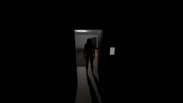 Кадр с взаимодействием персонажа и объекта в The Haunting Of Stabbey Road