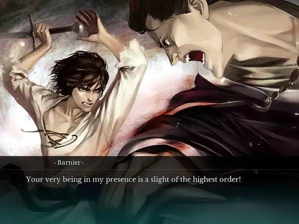 Кадр с взаимодействием персонажа и объекта в The House in Fata Morgana  A Requiem for Innocence
