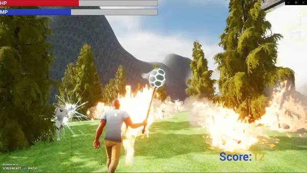 Кадр с взаимодействием персонажа и объекта в The Invasion