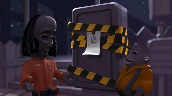 Кадр с взаимодействием персонажа и объекта в The Journey Down  Chapter One