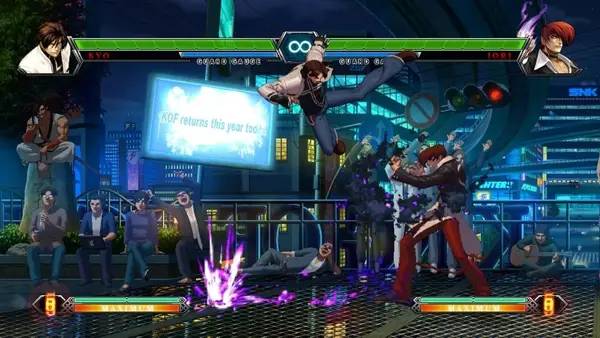 Кадр с взаимодействием персонажа и объекта в THE KING OF FIGHTERS 13 STEAM EDITION
