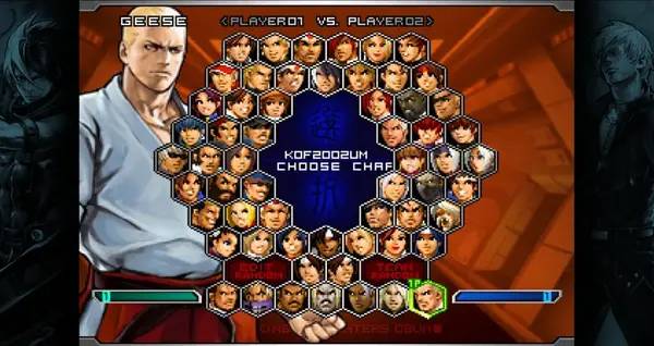 Кадр с взаимодействием персонажа и объекта в THE KING OF FIGHTERS 2002 UNLIMITED MATCH