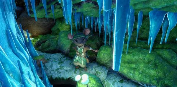 Кадр с взаимодействием персонажа и объекта в The Lost Legends of Redwall  The Scout Anthology