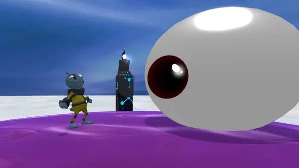 Кадр с взаимодействием персонажа и объекта в The Maw