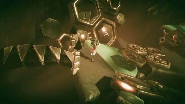 Кадр с взаимодействием персонажа и объекта в The Pilgrim