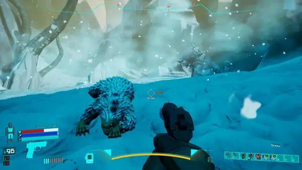 Кадр с взаимодействием персонажа и объекта в The Pit Infinity