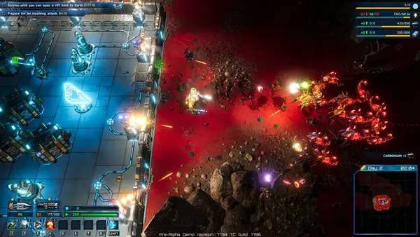 Кадр с взаимодействием персонажа и объекта в The Riftbreaker