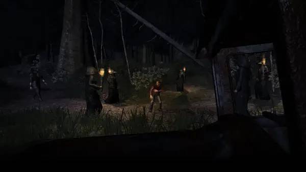 Кадр с взаимодействием персонажа и объекта в The Ritual on Weylyn Island