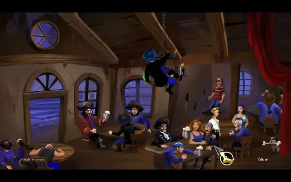 Кадр с взаимодействием персонажа и объекта в The Secret of Monkey Island  Special Edition