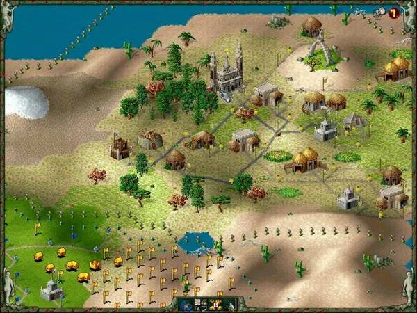 Кадр с взаимодействием персонажа и объекта в The Settlers 2 Gold Edition