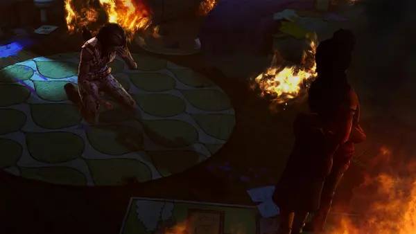 Кадр с взаимодействием персонажа и объекта в The Walking Dead  Michonne - A Telltale Miniseries