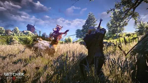 Кадр с взаимодействием персонажа и объекта в The Witcher 3  Wild Hunt