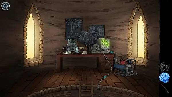 Кадр с взаимодействием персонажа и объекта в Through Abandoned The Refuge