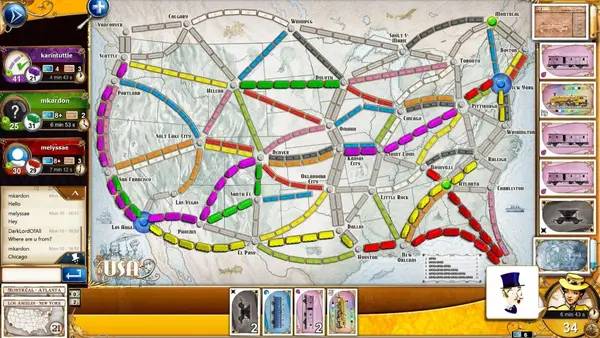 Кадр с взаимодействием персонажа и объекта в Ticket to Ride  Classic Edition