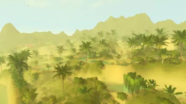 Кадр с взаимодействием персонажа и объекта в Tidal Tribe