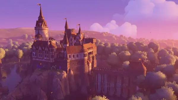 Кадр с взаимодействием персонажа и объекта в Tiny Glade