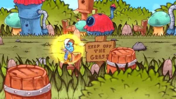 Кадр с взаимодействием персонажа и объекта в Tiny Hands Adventure