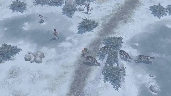 Кадр с взаимодействием персонажа и объекта в Titan Quest Ragnarok