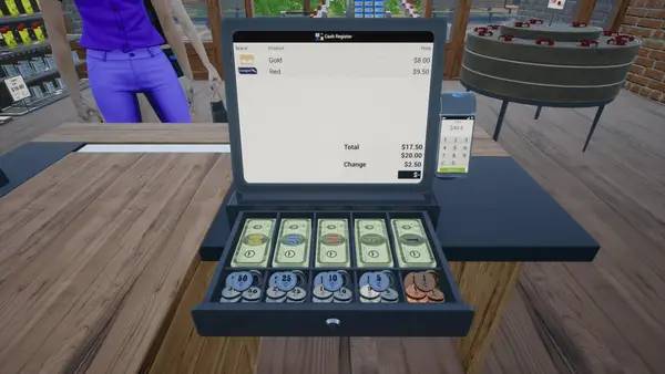 Кадр с взаимодействием персонажа и объекта в Tobacco Shop Simulator