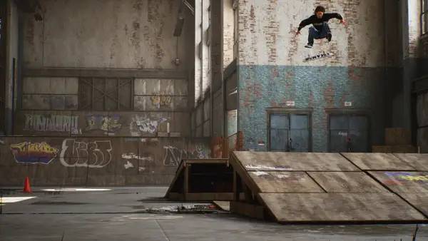 Кадр с взаимодействием персонажа и объекта в Tony Hawk's Pro Skater 1+2